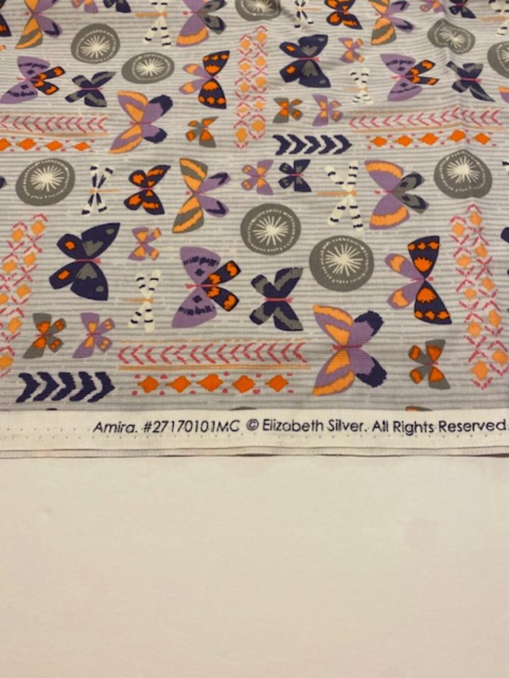 Butterflies Elizabeth Silver #27170101MC Camelot Fabrics quilt fabric one (1) yd